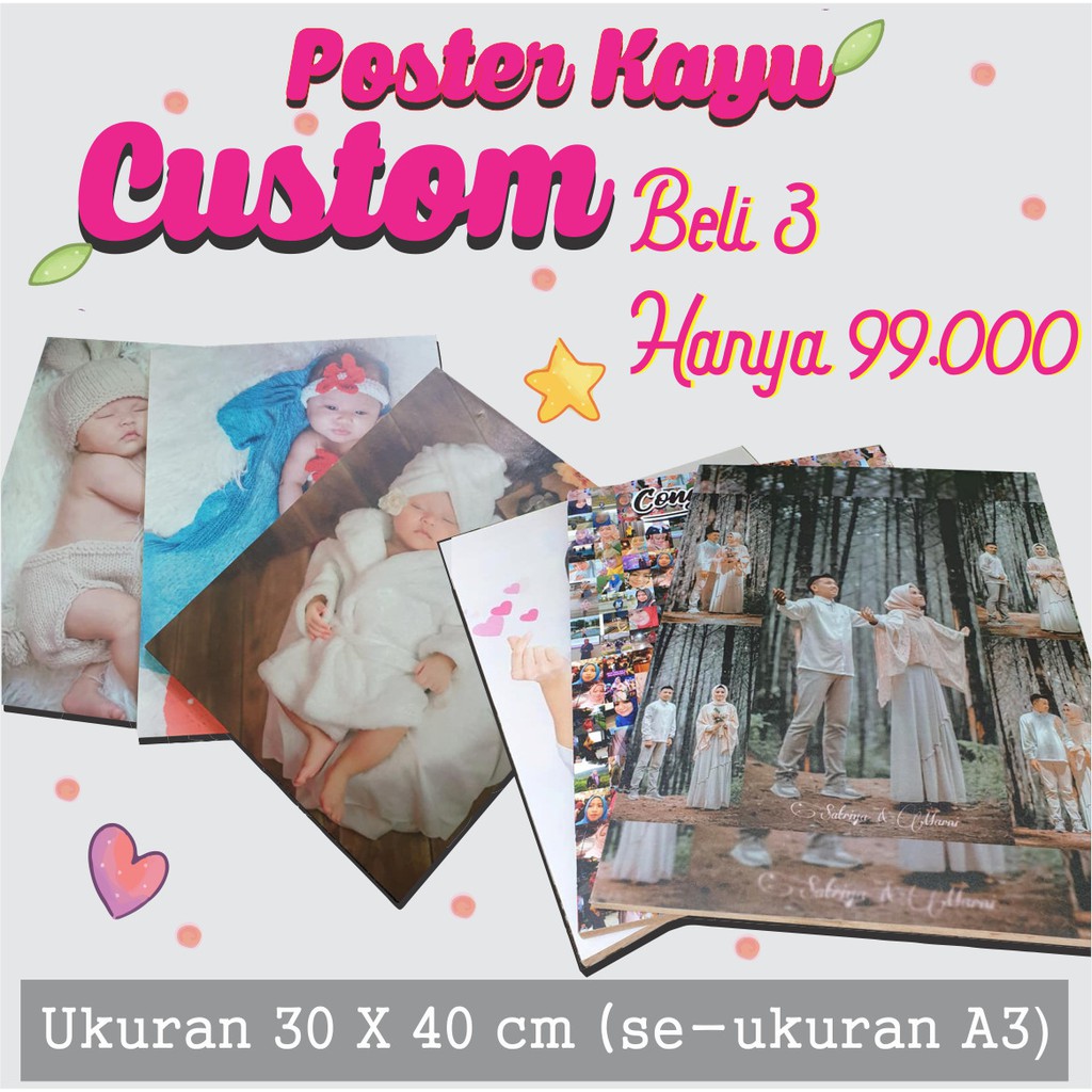 CUSTOM Poster Kayu Walldecor Hiasan Dinding Foto/KPOP/JPOP/Anime Untuk Hadiah Souvenir 30cm x 40cm