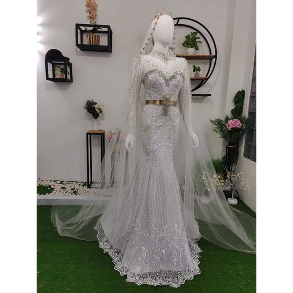 GAUN PENGANTIN BELIMBING EKOR MEWAH TERBARU 2021 ORIGINAL PRODUK / GAUN AKAD / KEBAYA PENGANTIN