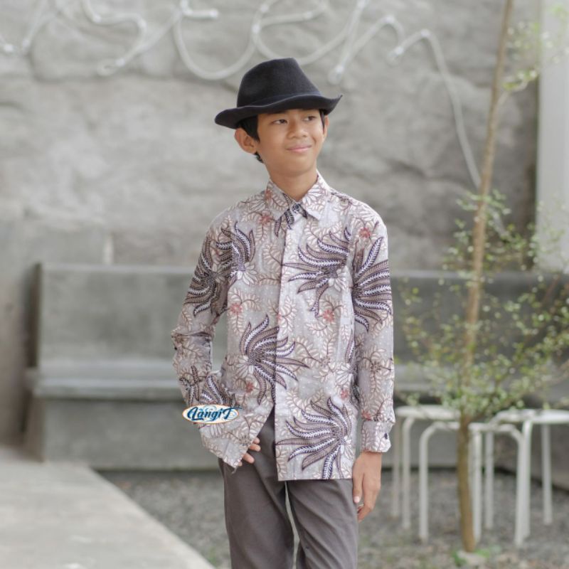 Kemeja Batik Anak Laki Laki M L XL XXL Baju Batik Anak Lengan Panjang Seragam Batik