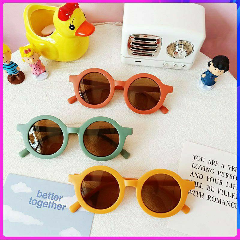 kacamata anak retro bulat sunny glasses sunglasses kids anti sinar UV