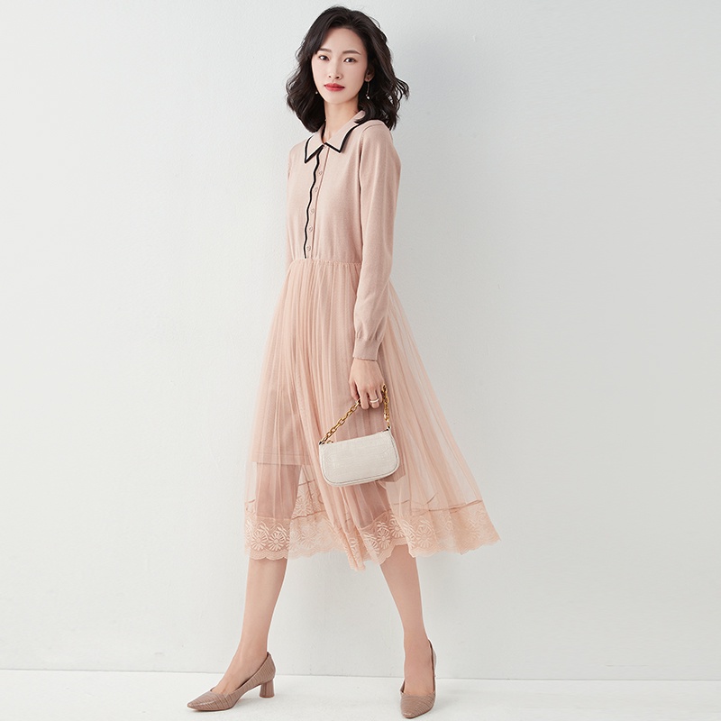 【Elegant】Korean Swittching Lace Dress 2303