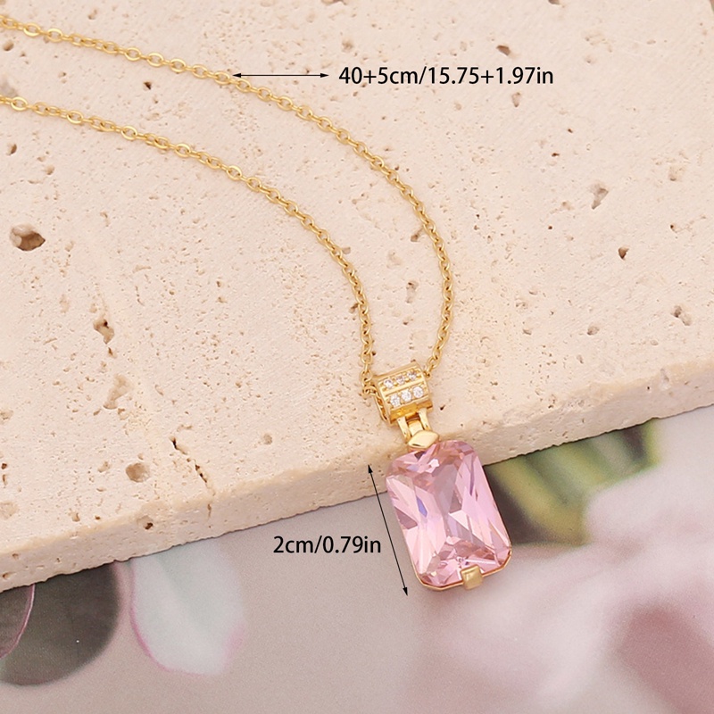 Kalung Rantai Lapis Emas 18k Dengan Liontin Hati + Batu Zircon Kubik Untuk Wanita