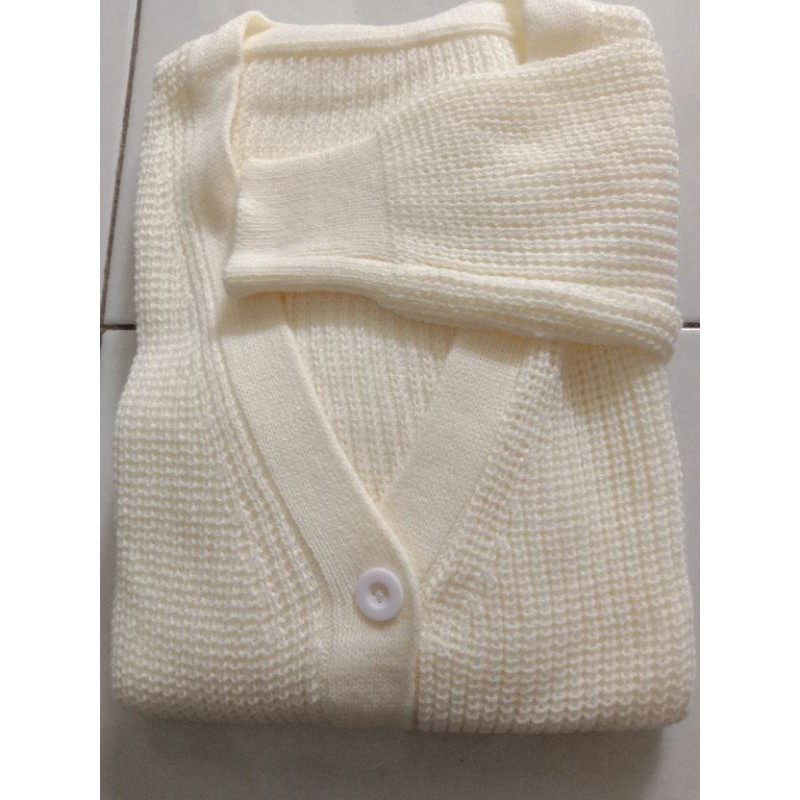 CARDIGAN RAJUT CARRA PREMIUM 7 GATE BAHAN TEBAL-Broken white