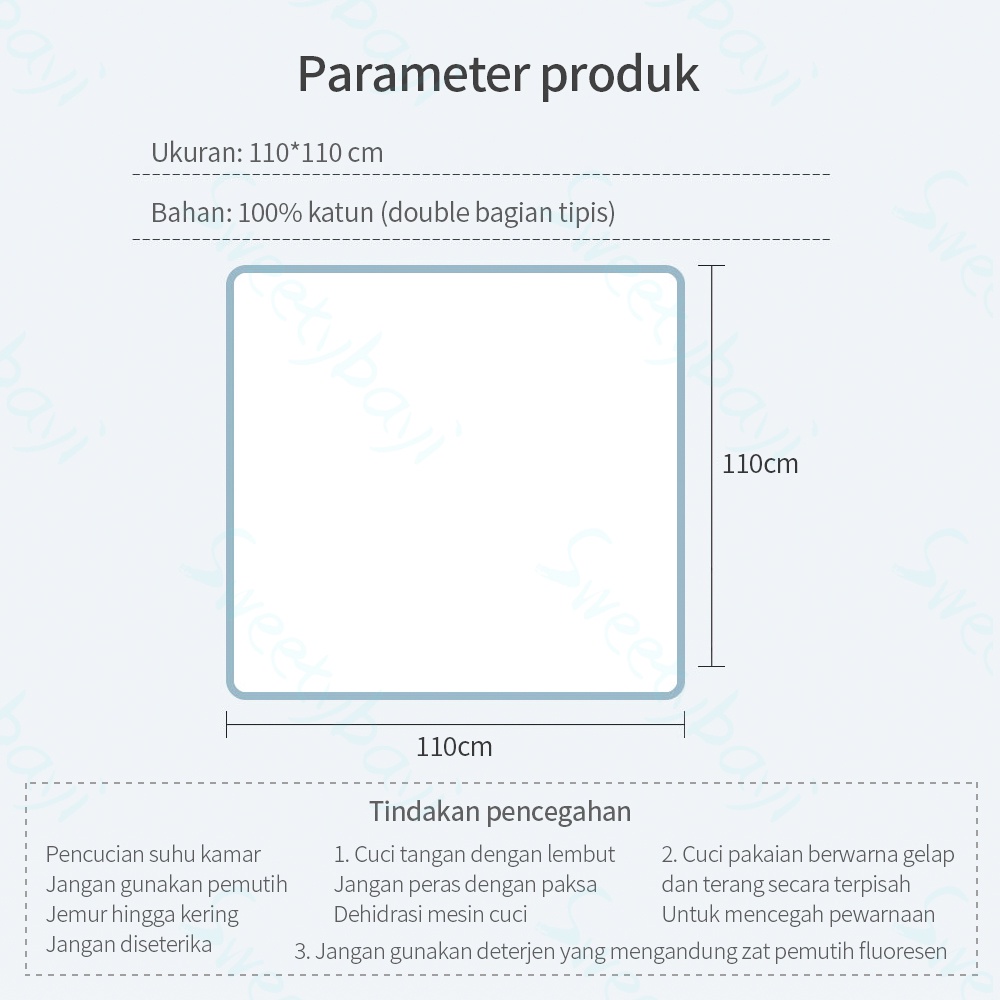 Sweetybayi Muslin Swaddle bayi /Bedong Muslin lembut 110 *110cm