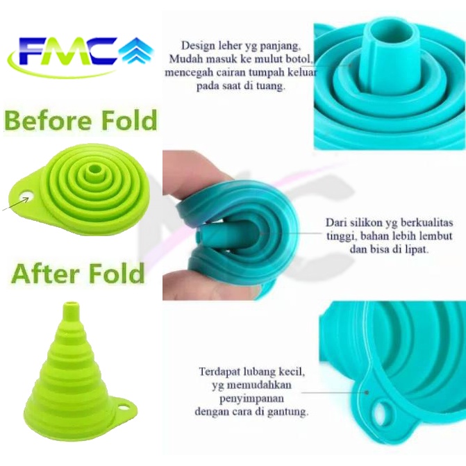 Corong Plastik Silikon Air Minyak Karet Lipat Silicone Portable Bulat Flexible Fleksibel Elastis Serbaguna Praktis Untuk Mengisi Botol Minum Kecap Saus Minyak