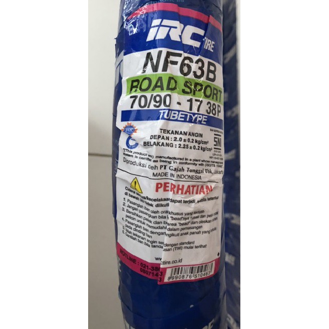 BAN LUAR IRC 70/90-17 NF63B TUBETYPE
