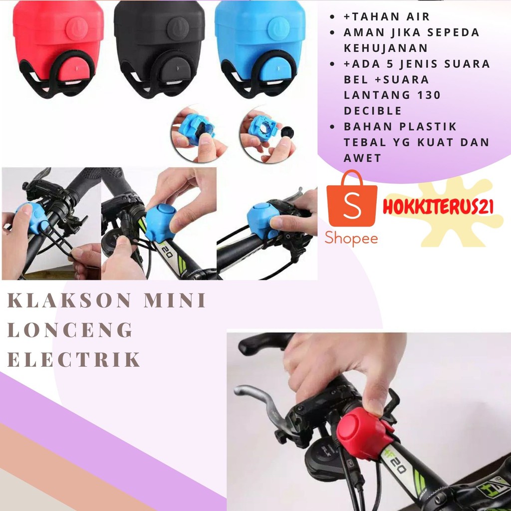 hokkiterus21 Bel sepeda elektrik klackson silicon tahan air hujan 5 nada dering bicycle horn