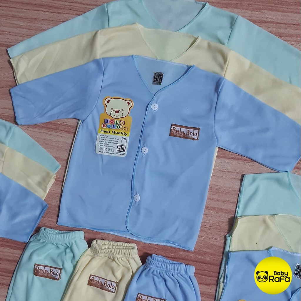 Paket Hemat Baju Bayi Polos 18 pcs / 9 stel merk SNI BOLO - BOLO