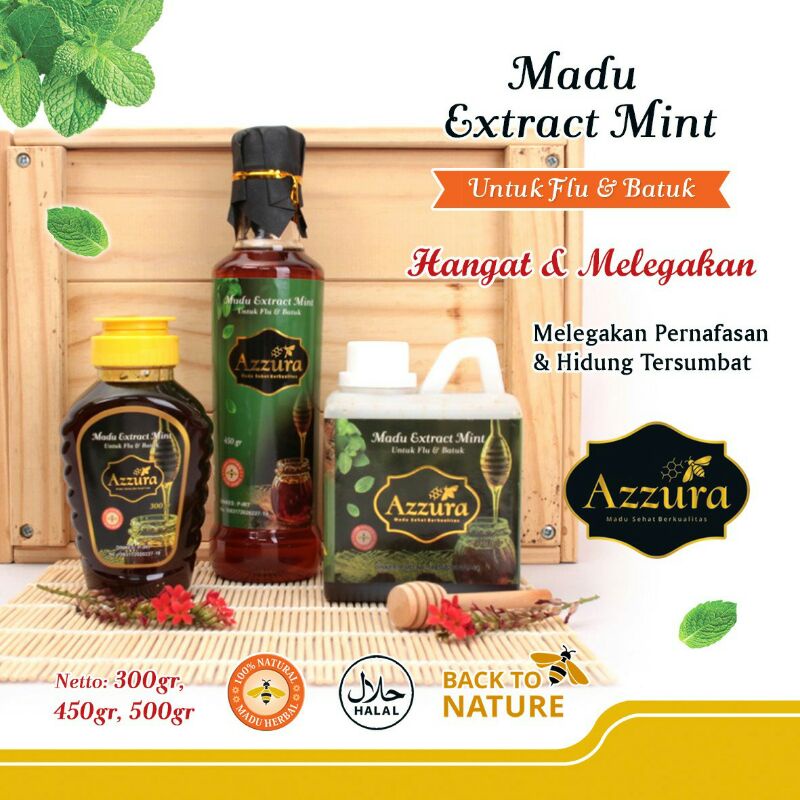 

Madu Azzura Extract Mint - Madu Extract Mint 500gram & 450gram & 300gram