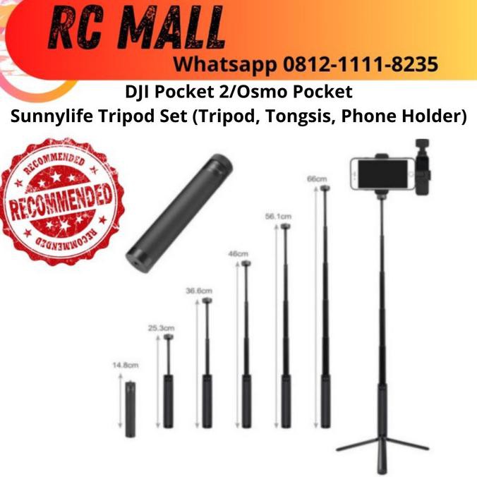 Jualan Dji Osmo Pocket 2 Tripod Phone Holder Extension Rod Stick Set Tongsis Gilaa