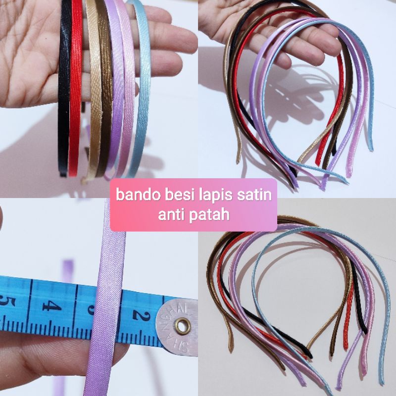 bando besi lapis satin warna / bando anti patah / bando satin