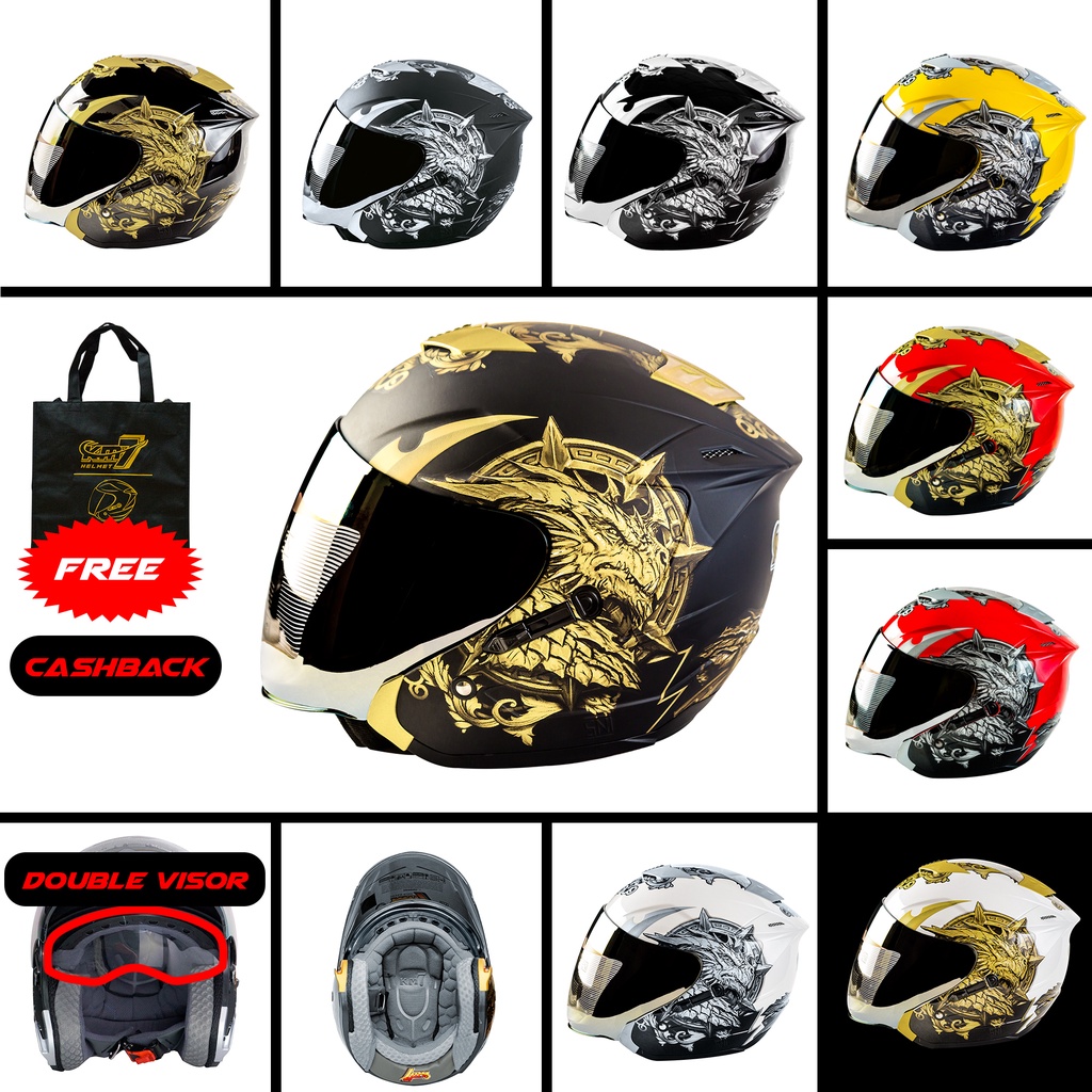 Helm KM7 half face original motif dragon