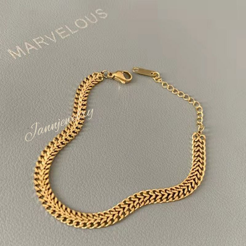 gelang sisik titanium asli anti karat tidak alergi gold colour 20cm