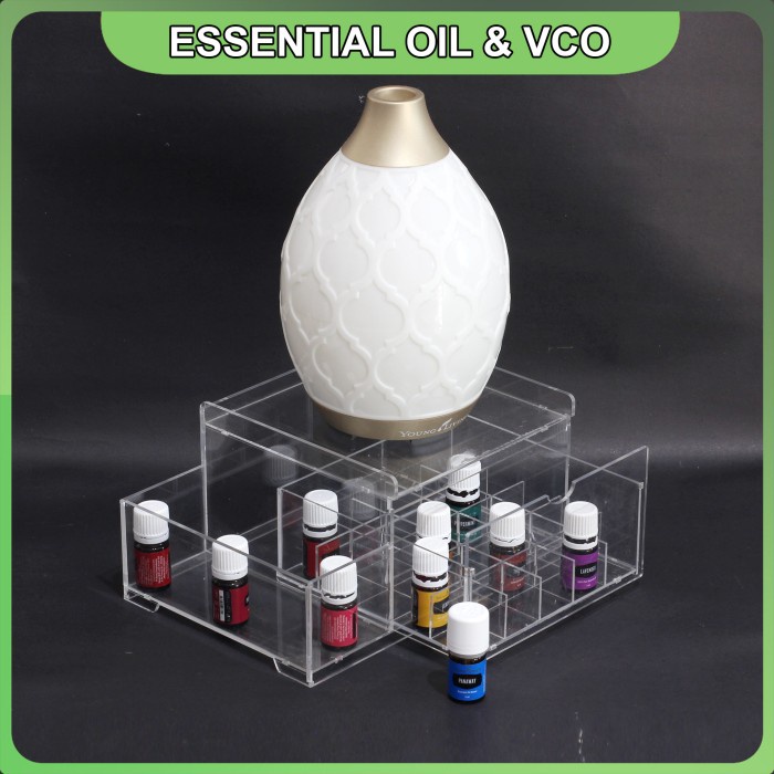 

Murah Rak Botol Essential Oil Model Laci isi 25 + Add On VCO Tray