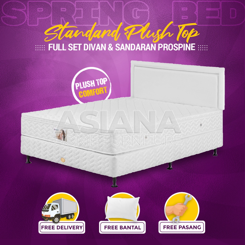 Guhdo Spring Bed Kasur Standard Plush Top FULL SET Divan & Sandaran Prospine 90x200 / 100x200 / 120x