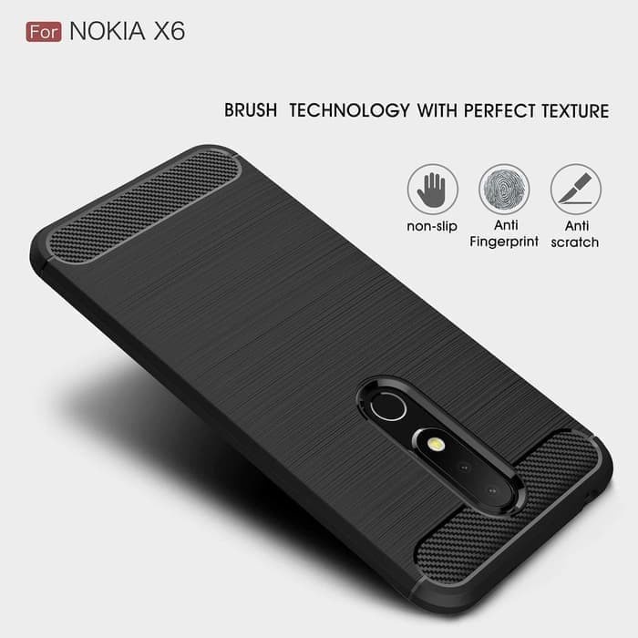 Nokia 6.1+ Silicon Carbon Slim Fit Soft Case Premium Carbon -D2