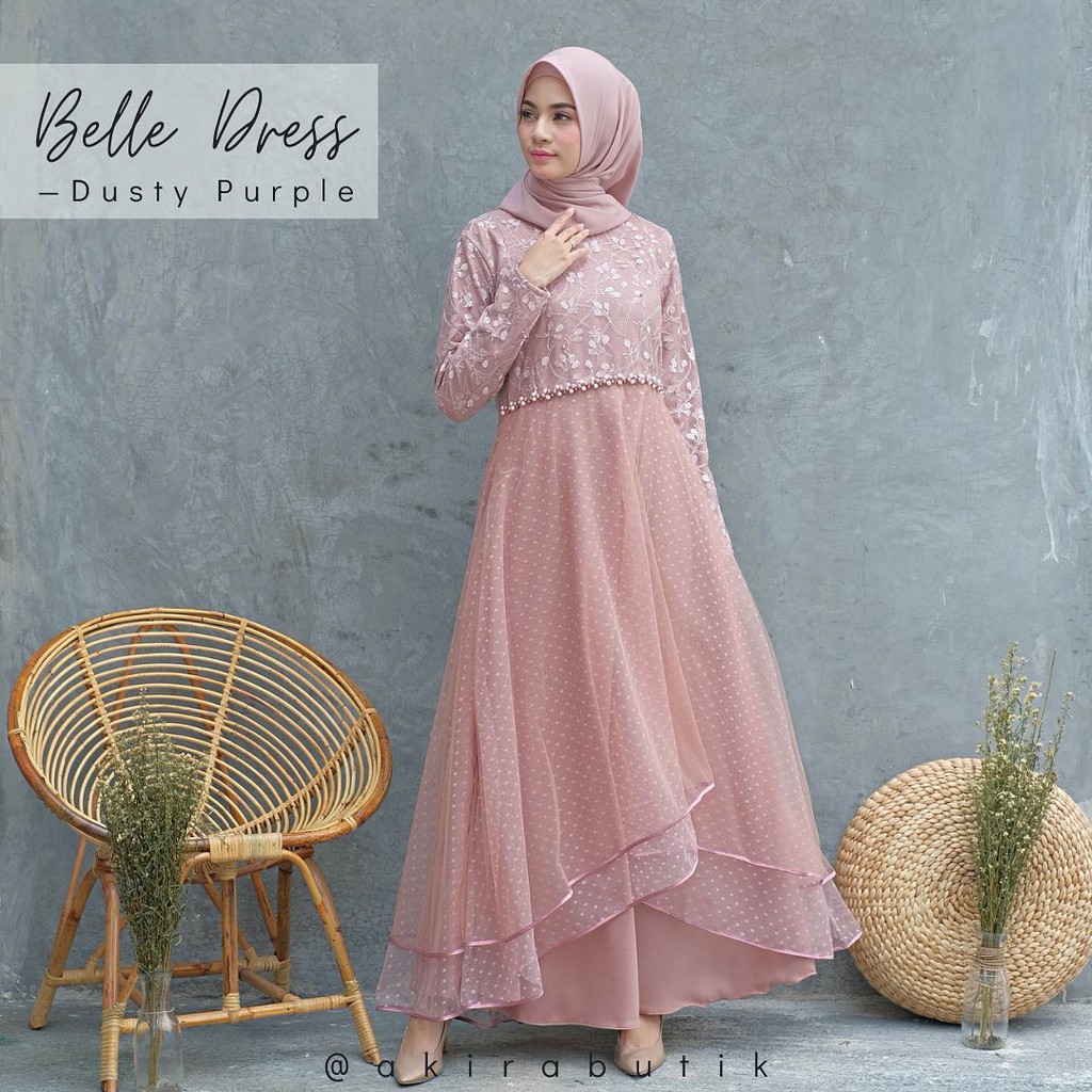 [BANTING HARGA] GAMIS PREMIUM BAJU WANITA TERBARU DRESS BELLE GAMIS PESTA TERBARU GAMIS CERUTY PAYET MUTIARA