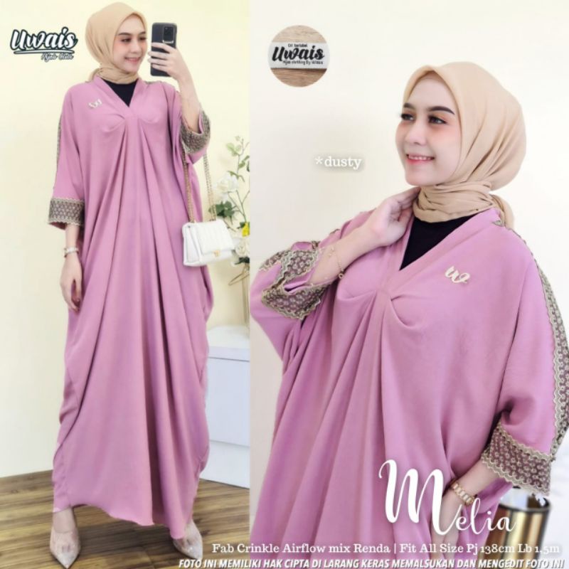 MELIA KAFTAN / KAFTAN WANITA MUSLIMAH / Airflow mix renda cantik BY UWAIS