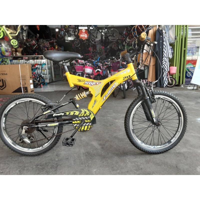sepeda mtb 20 family swat fullsusp 6 speed shimano second