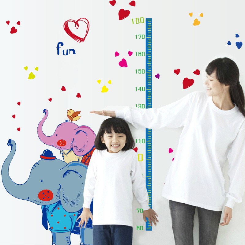 RELIZA WALL STICKER PENGUKUR TINGGI BADAN GAJAH BIRU GROW UP ELEPHANT STIKER DINDING SK9142