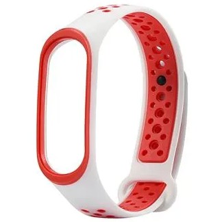 Sporty Strap Mi Band 4 / Mi Band 3 / M6 M5 M4 M3 Tali Jam Sport Xiaomi Mi Band OASE Sneakers-Putih Merah