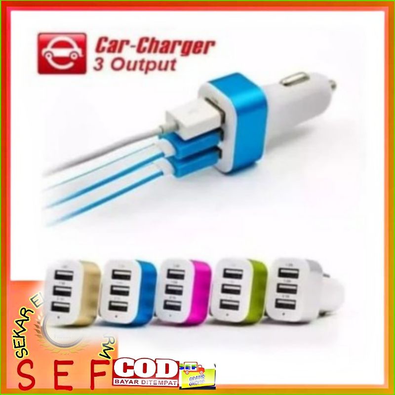 CAR CHARGER HP USB UNTUK MOBIL 3 USB USB CAR CHARGER SAVER MOBIL