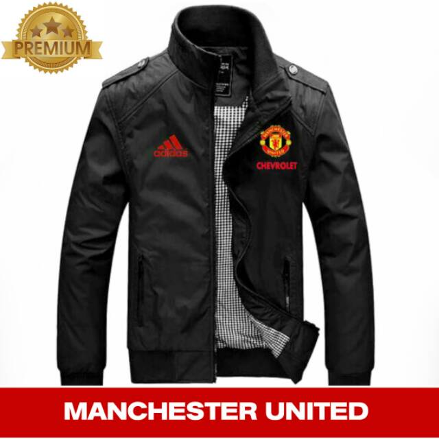 JAKET MANCHESTER UNITED HITAM PRASUT WATERPROOF PLAYMAKER BOLA CASUAL PRIA CEWEK COWOK TERBARU 2018