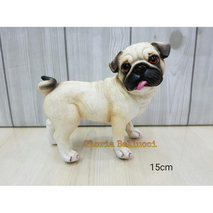 Murah Patung Pajangan Anjing Pug Ukuran Sedang Stok Terbatas