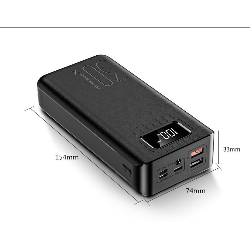 Powerbank 30000mAh Fast Charge Dual USB LED Power Digital Display With Flash Light