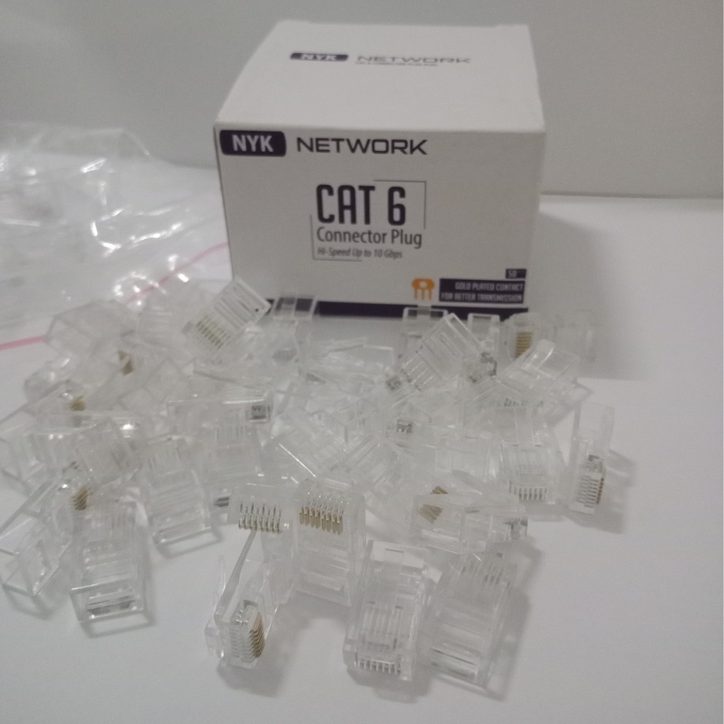 CONNECTOR RJ 45 CAT-6 NYK JACK KONEKTOR LAN CAT6 50PCS