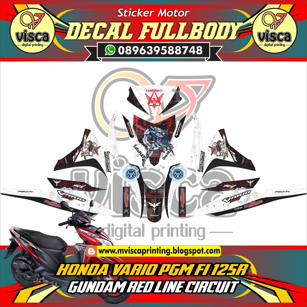 DECAL STIKER MOTOR VARIO PGM FI 125R GUNDAM RED LINE CIRCUIT