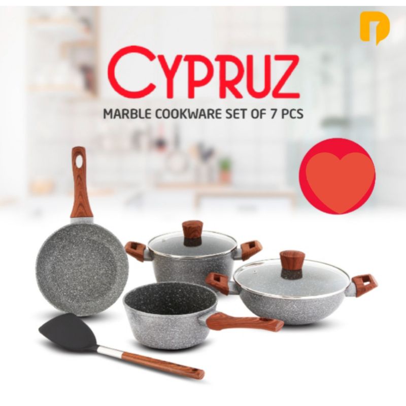 Panci Wajan Anti Lengket   Marble  Cookware set 7 pcs