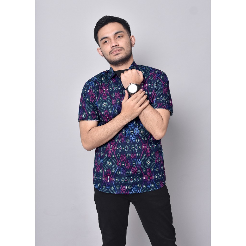 Babedo Kemeja Batik Pria Slim Fit Motif Snow Premium Lengan Pendek