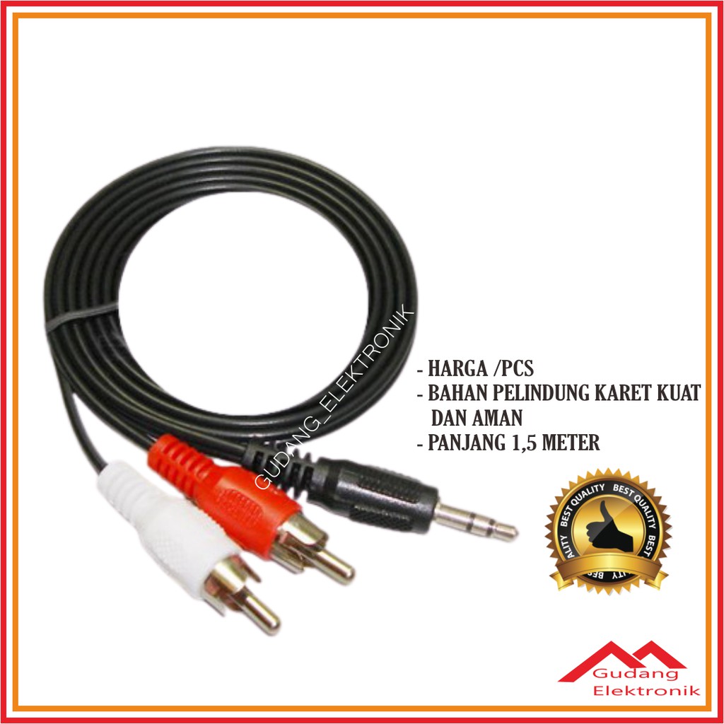 Kabel Jack Audio Speaker To RCA 1,5 Meter Untuk Amplifier DVD CD Player Bagus Murah - OK 1138AN