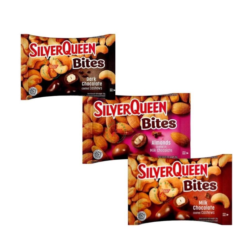 SILVERQUEEN BITES CHASEW ALMOND 35 GRAM / COKLAT SILVER QUEEN TERMURAH