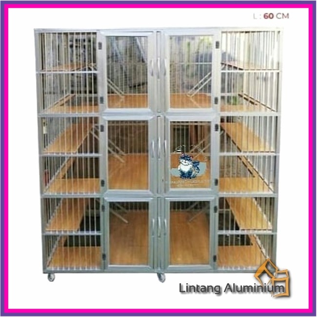 Kandang Kucing Aluminium 6 Tempat/ 3 TINGKAT