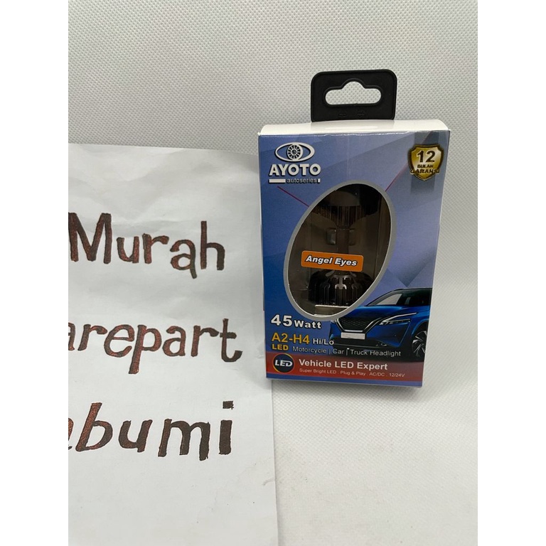 lampu utama led mobil motor h4 AYOTO A2 45 watt double CSP 12000 lumen - putih