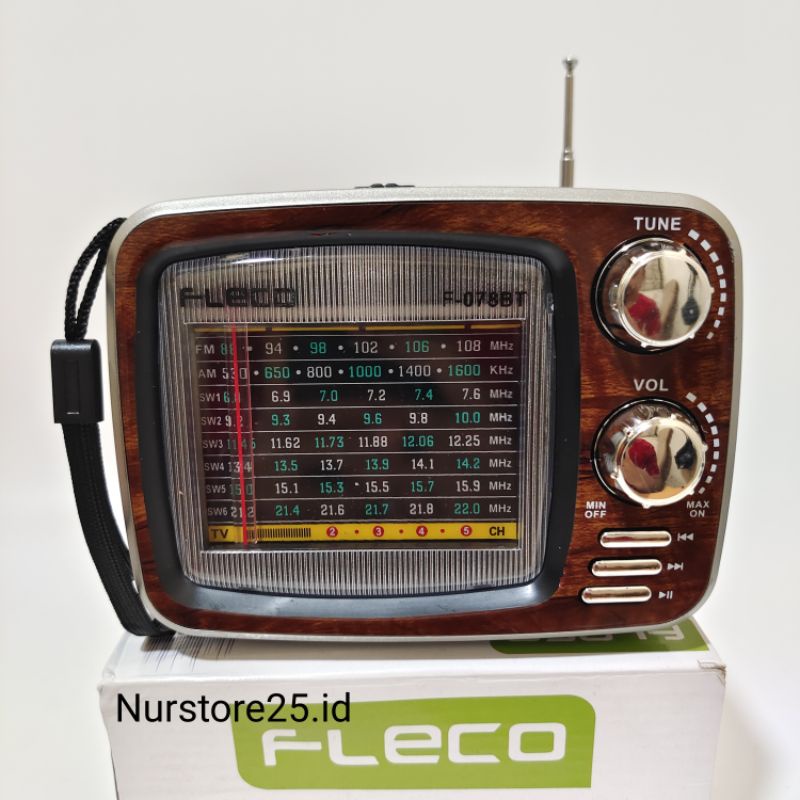 RADIO PORTABLE FLECO F-078BT AC/DC 8 BAND FM-AM-SW1-6 /RADIO PORTABLE FLECO USB/TF/BT/BATERAI/RADIO 