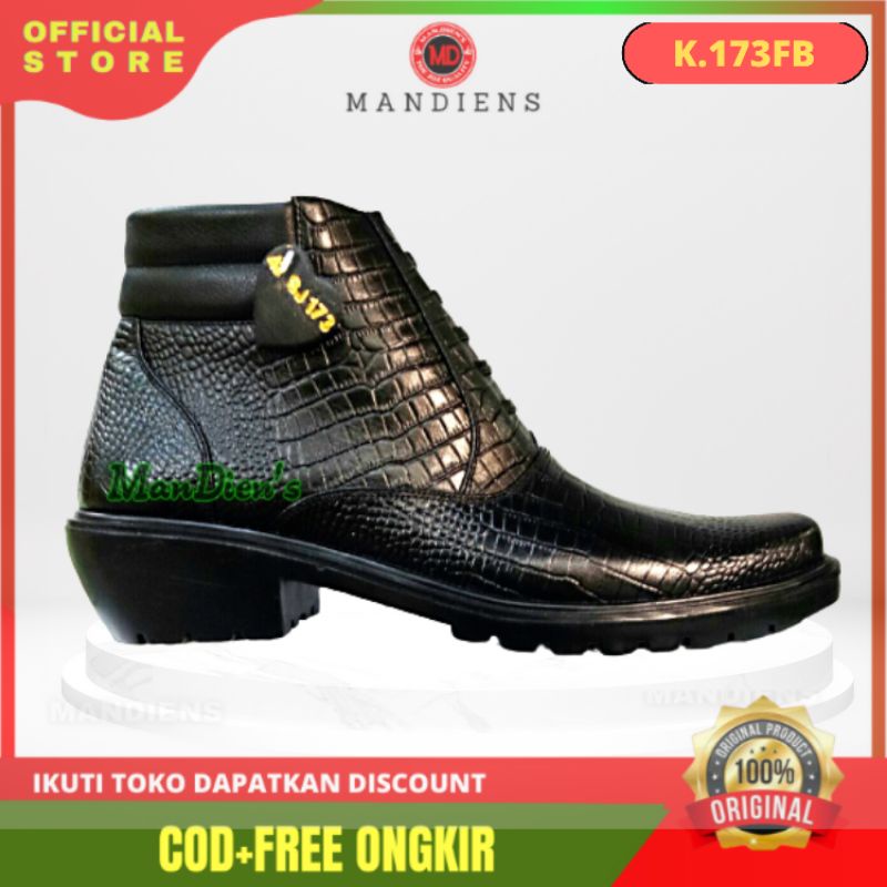 MANDIENS - Sepatu Boot Pria PDH Kulit Asli Motif Buaya Sol Tebal Model Sepatu Pdh Tni Polri Dinas Formal Kantor Sol Jenggel Gaya Koboi Model Touring Hiker Terbaru Kualitas terbaik Asli Original Branded Jenggel Pria