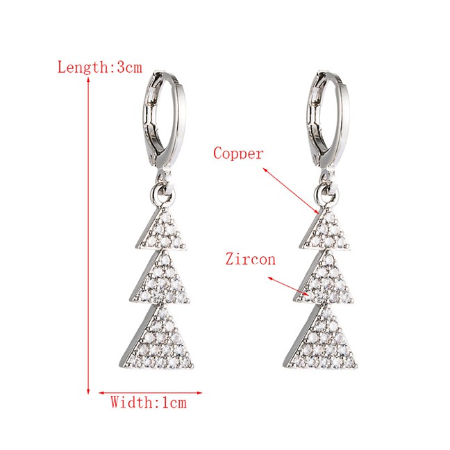 LRC Anting Tusuk Fashion White Triangle Zircon Earrings D68269