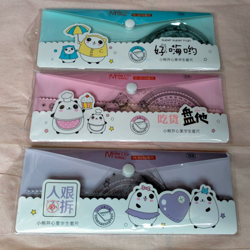 

1 SET 4 PCS PENGGARIS CASE GARISAN LENGKAP BUSUR SEGITIGA PANJANG 20CM GROSIR