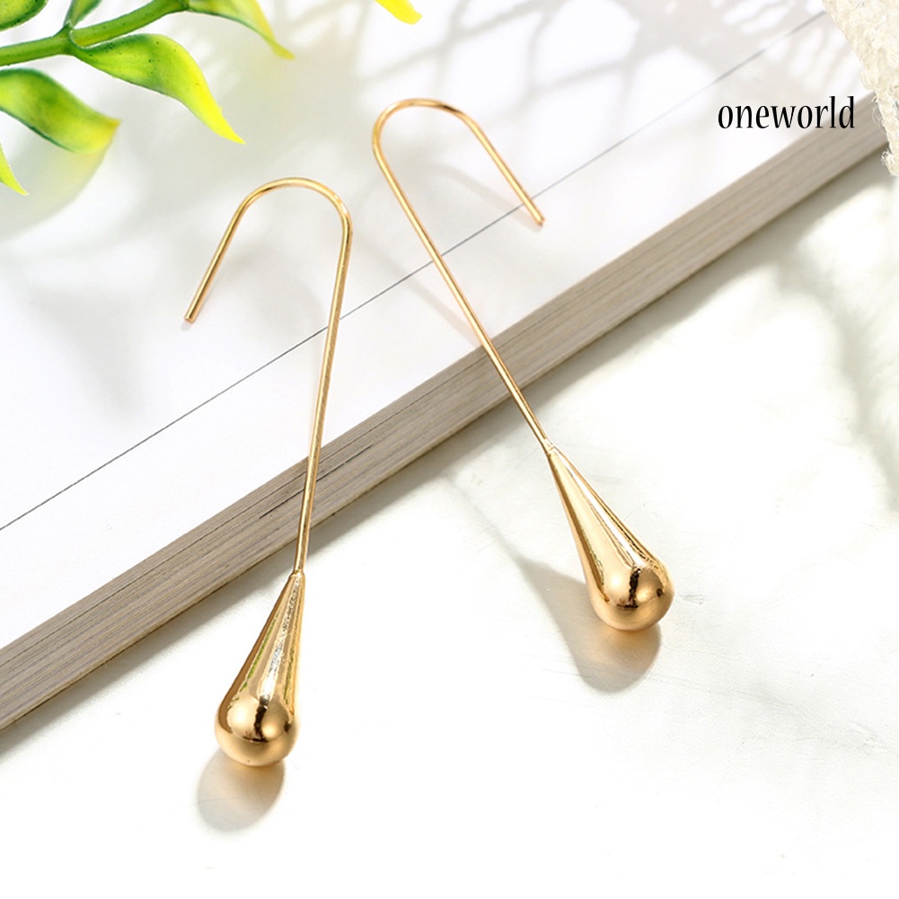 OW@ Fashion Women Geometric Waterdrop Linear Hook Earrings Party Jewelry Charms