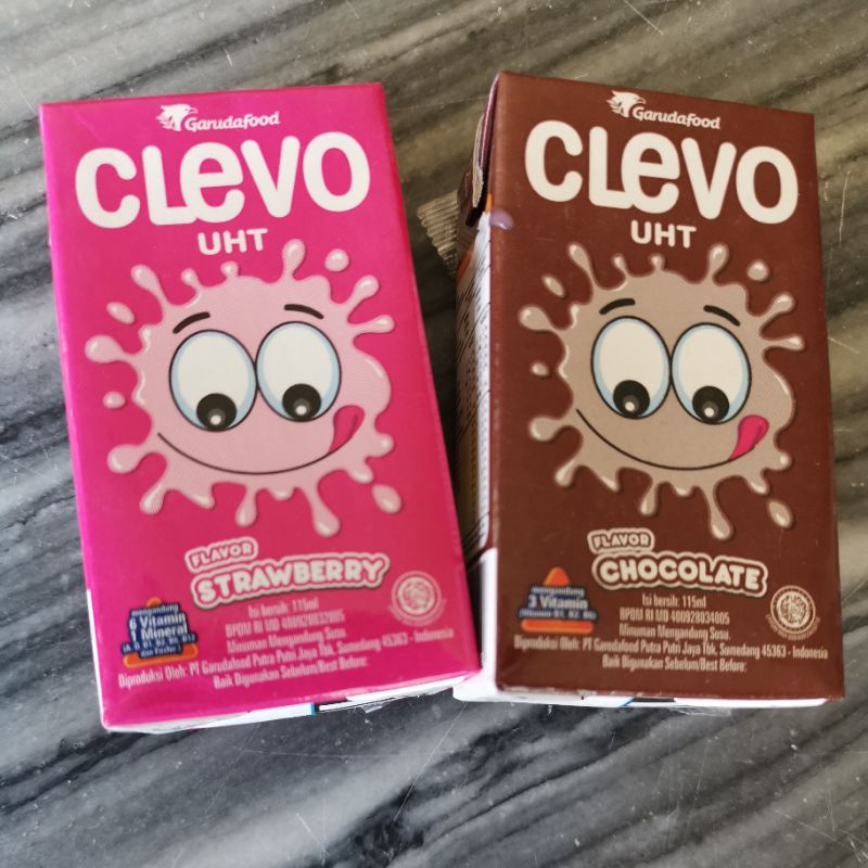 CLEVO SUSU UHT RASA COKLAT STRAWBERRY CHOCOLATE ICE CREAM 115 ML x 5 PCS MINUMAN SUSU INSTAN