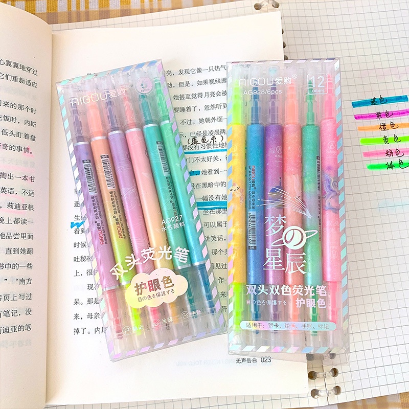 

[CLEARANCE SALE] BUY 1 GET 1 6 PCS KOREAN DOUBLE-HEADED HIGHLIGHTER/MARKERS/SPIDOL STABILO WARNA DIY JOURNAL SCRAPBOOK