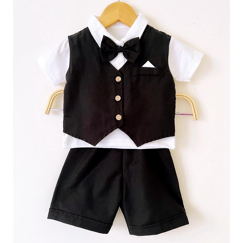 ROMEO TUXEDO SUIT / SETELAN HUNGRY TIGER Baju Setelan Kaos Celana Pergi Jalan Lucu Fashion Anak Bayi Cowok Laki Murah