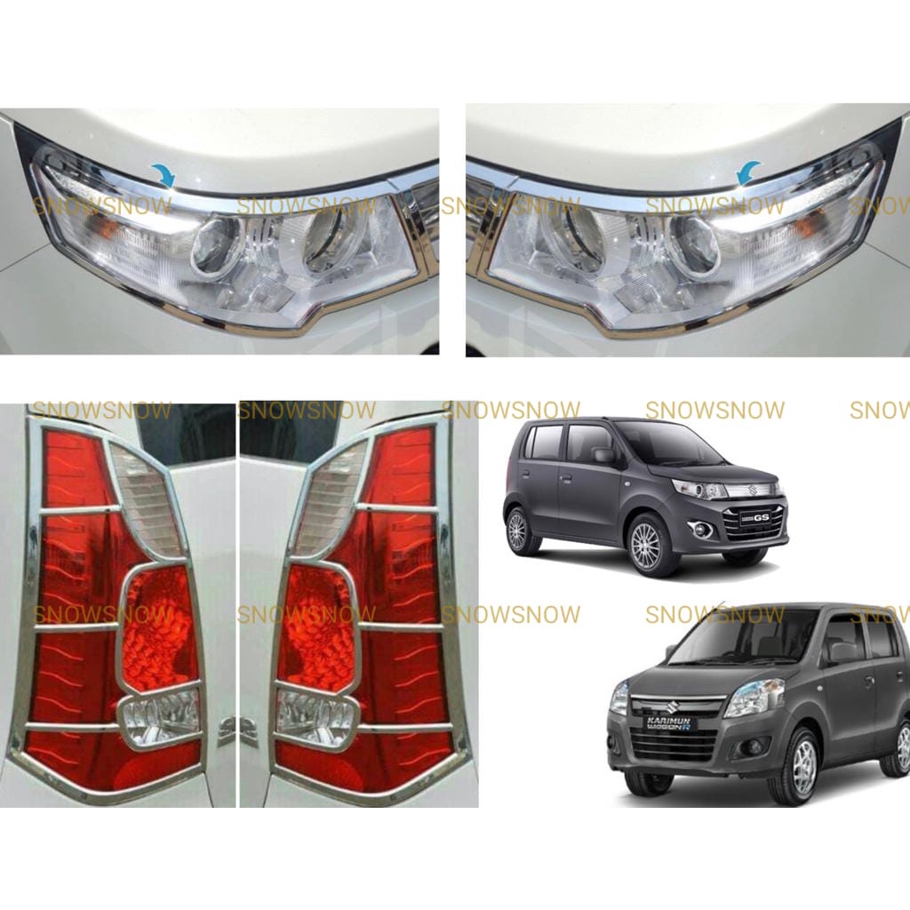 Paket Garnish Lampu Depan Belakang Suzuki Karimun Wagon GS Chrome