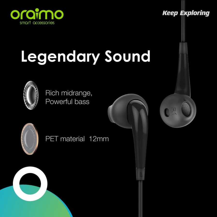 Earphone Oraimo Halo OEP-E21 (Hitam / Putih / Merah) Handsfree Headset