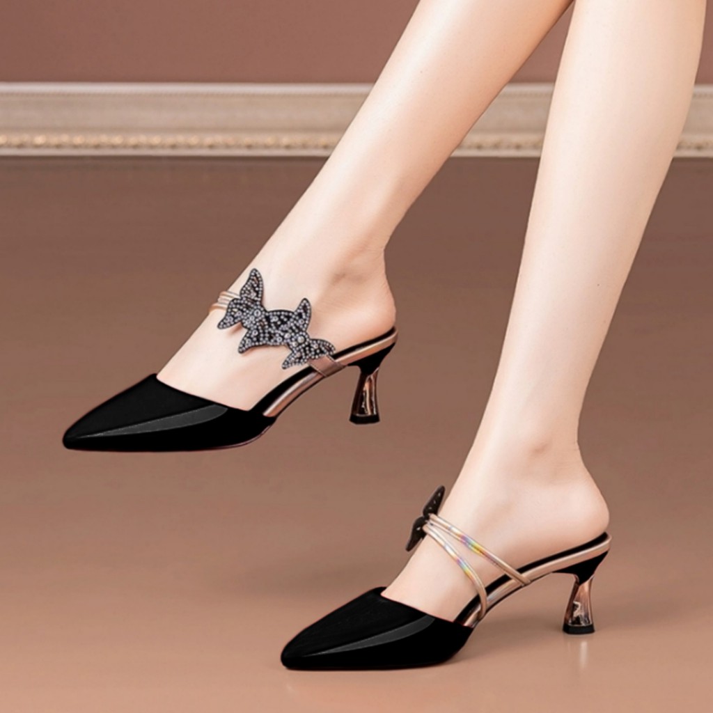 QZ - Terbaru !!! Elena Heels Wanita Fashion Pita Kupu Kupu Model Korea HM 08