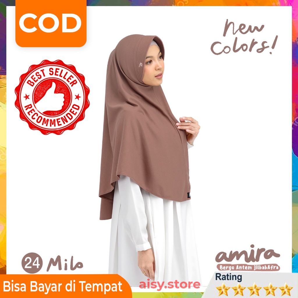Jilbab Afra Amira Bergo Anti Tembem Original Jilbab Arfa Afra Terbaru Warna Milo