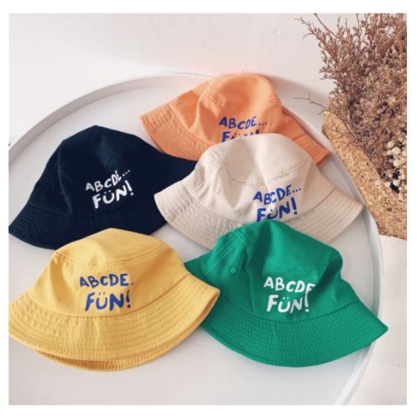 (HZ) TOPI BUCKET FASHION HAT ANAK MOTIF HURUF - TOPI ANAK UNISEX MOTIF ABCDE FUN